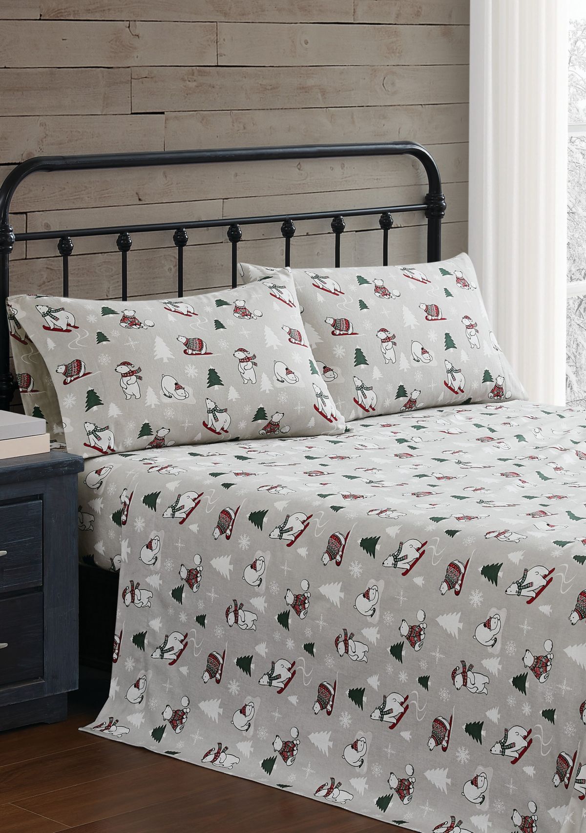 Truly Soft Polar Bears Queen Flannel Sheet Set