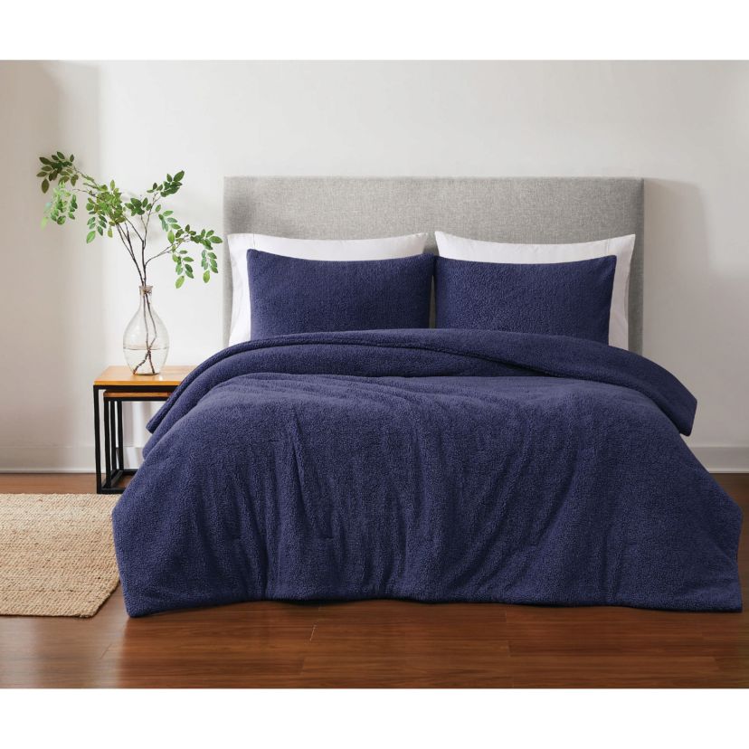 Brooklyn Loom Marshmallow Sherpa Mustard 3 Piece King Comforter Set