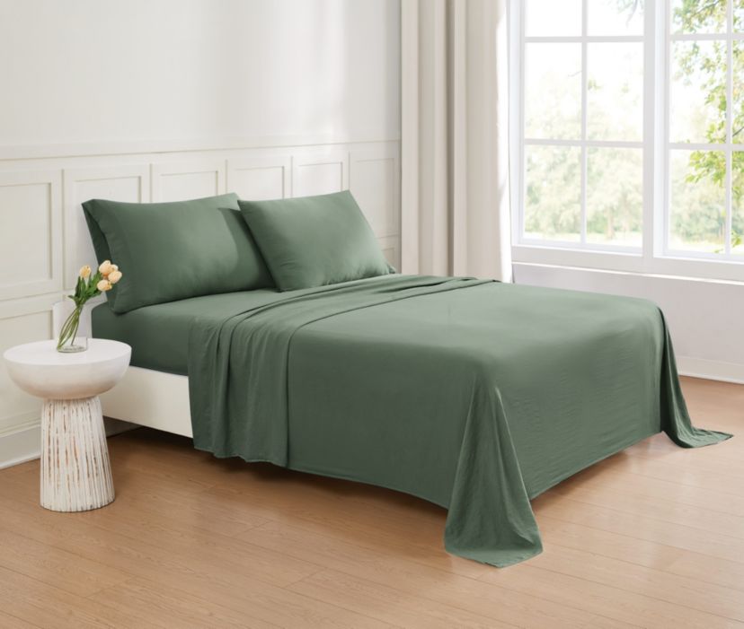 Truly Soft Garment Wash Solid Blue Twin 3 Piece Sheet Set