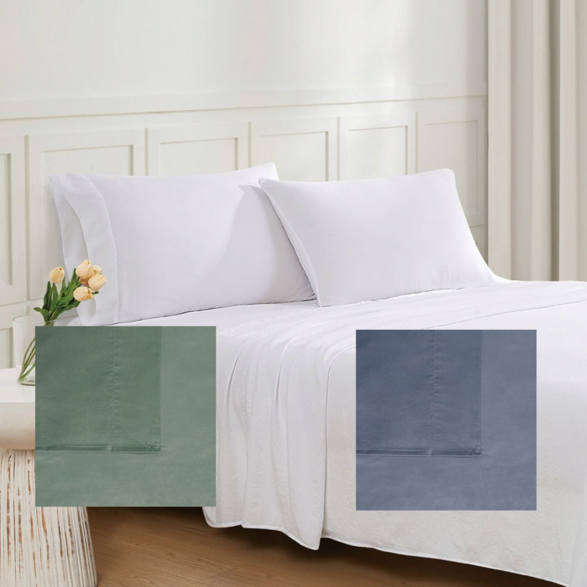 Truly Soft Garment Wash Solid Blue Twin 3 Piece Sheet Set