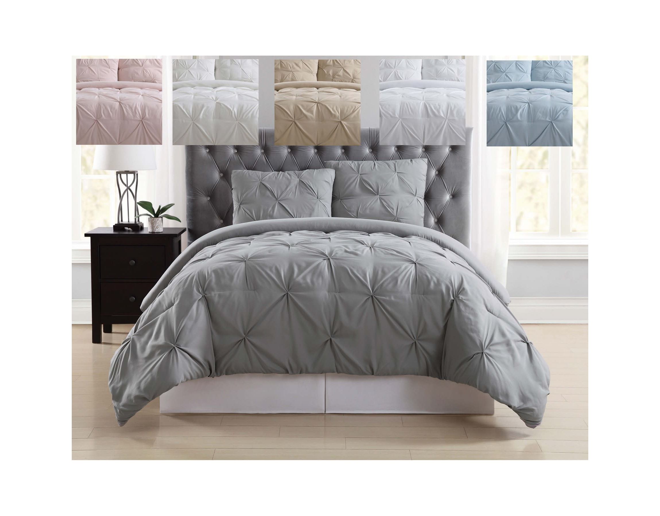 Truly Soft Everyday Pleated 4 Piece King Removeable Cover Comforter Set in Blush