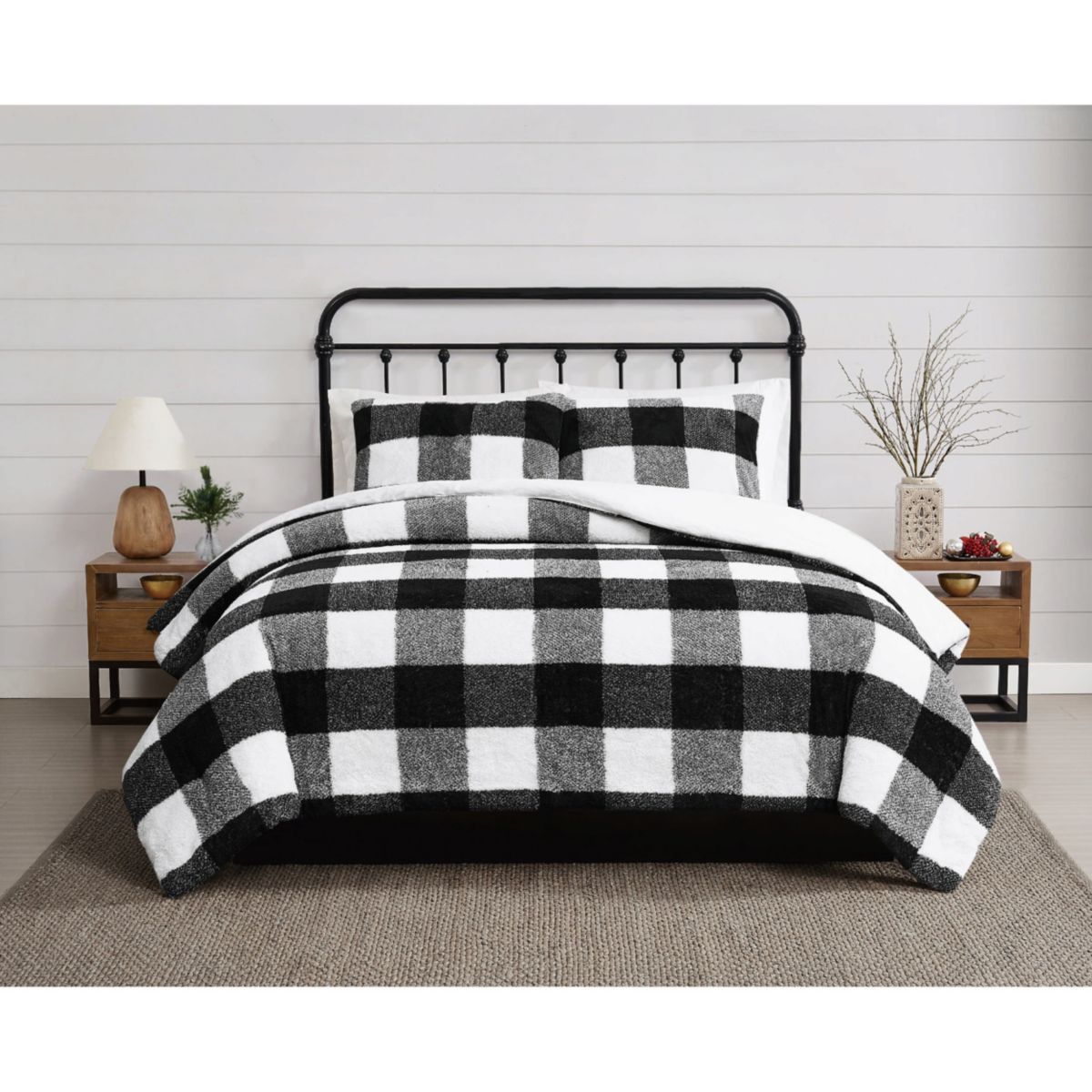 Cannon Cozy Buffalo Check Green King 3 Piece Comforter Set