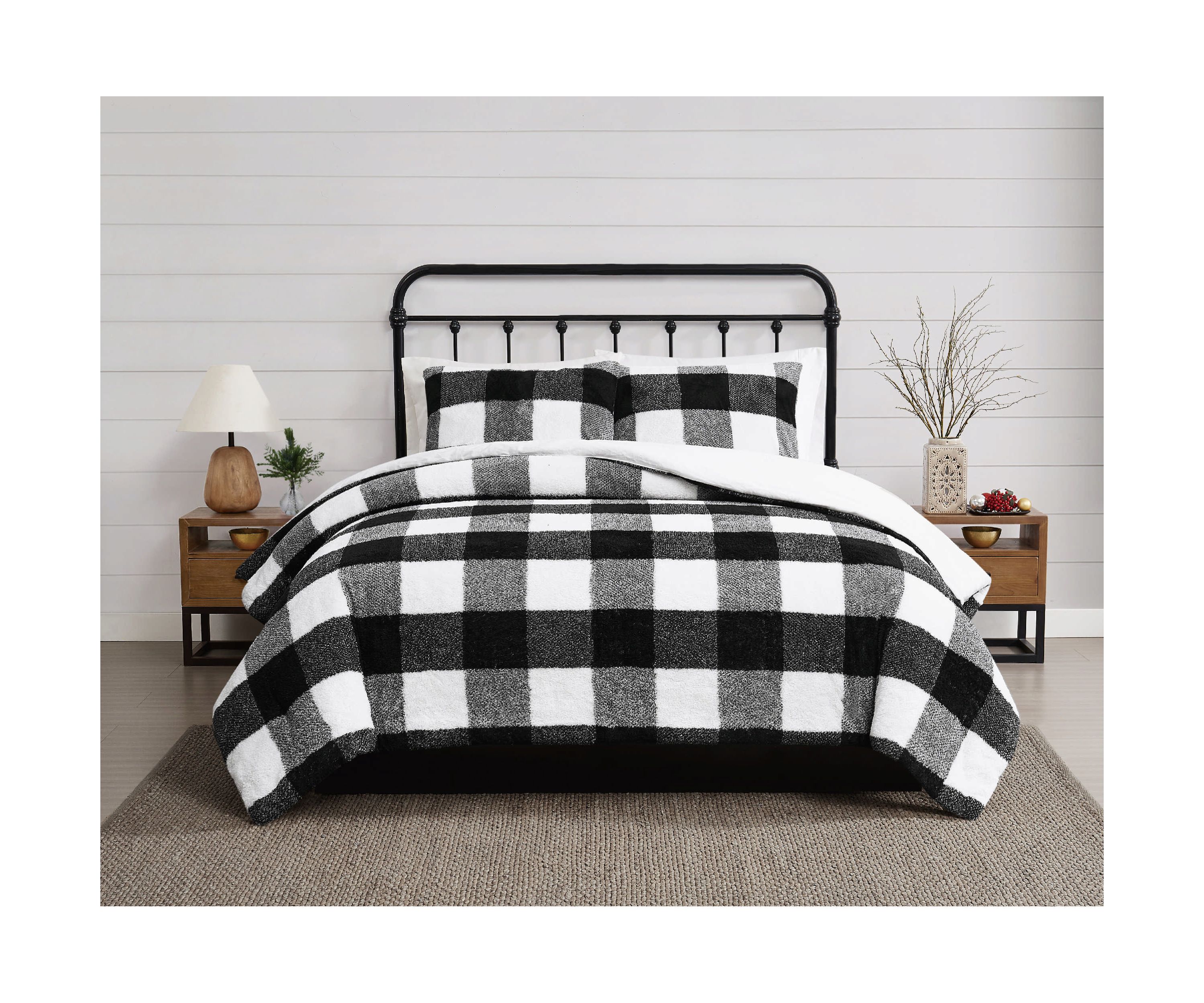 Cannon Cozy Buffalo Check Green King 3 Piece Comforter Set