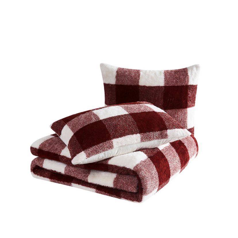 Cannon Cozy Buffalo Check Green King 3 Piece Comforter Set