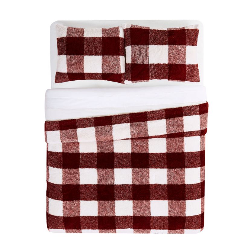 Cannon Cozy Buffalo Check Green King 3 Piece Comforter Set