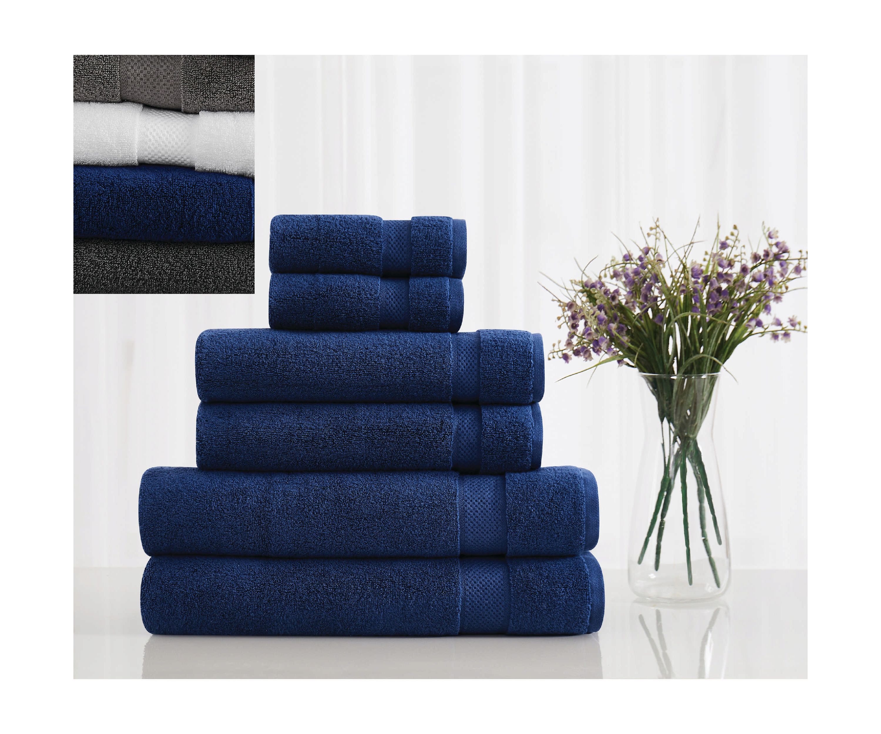 Vince Camuto Classic Solid Grey 6 Piece Towel Set
