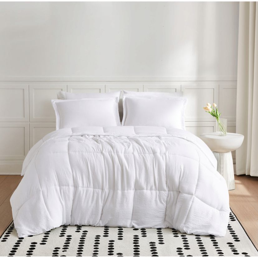 Truly Soft Garment Wash Solid Blue King 3 Piece Comforter Set
