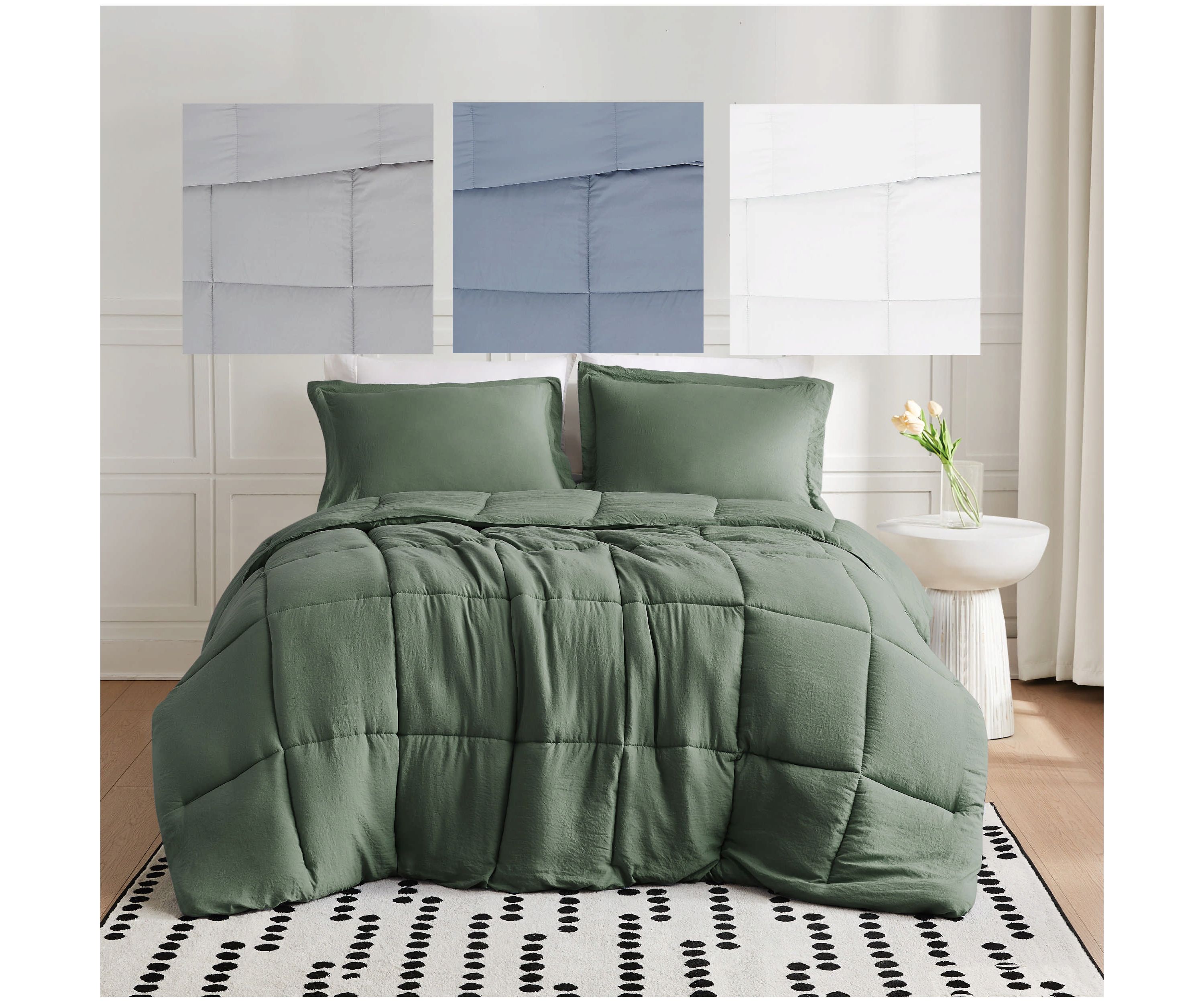Truly Soft Garment Wash Solid Blue King 3 Piece Comforter Set