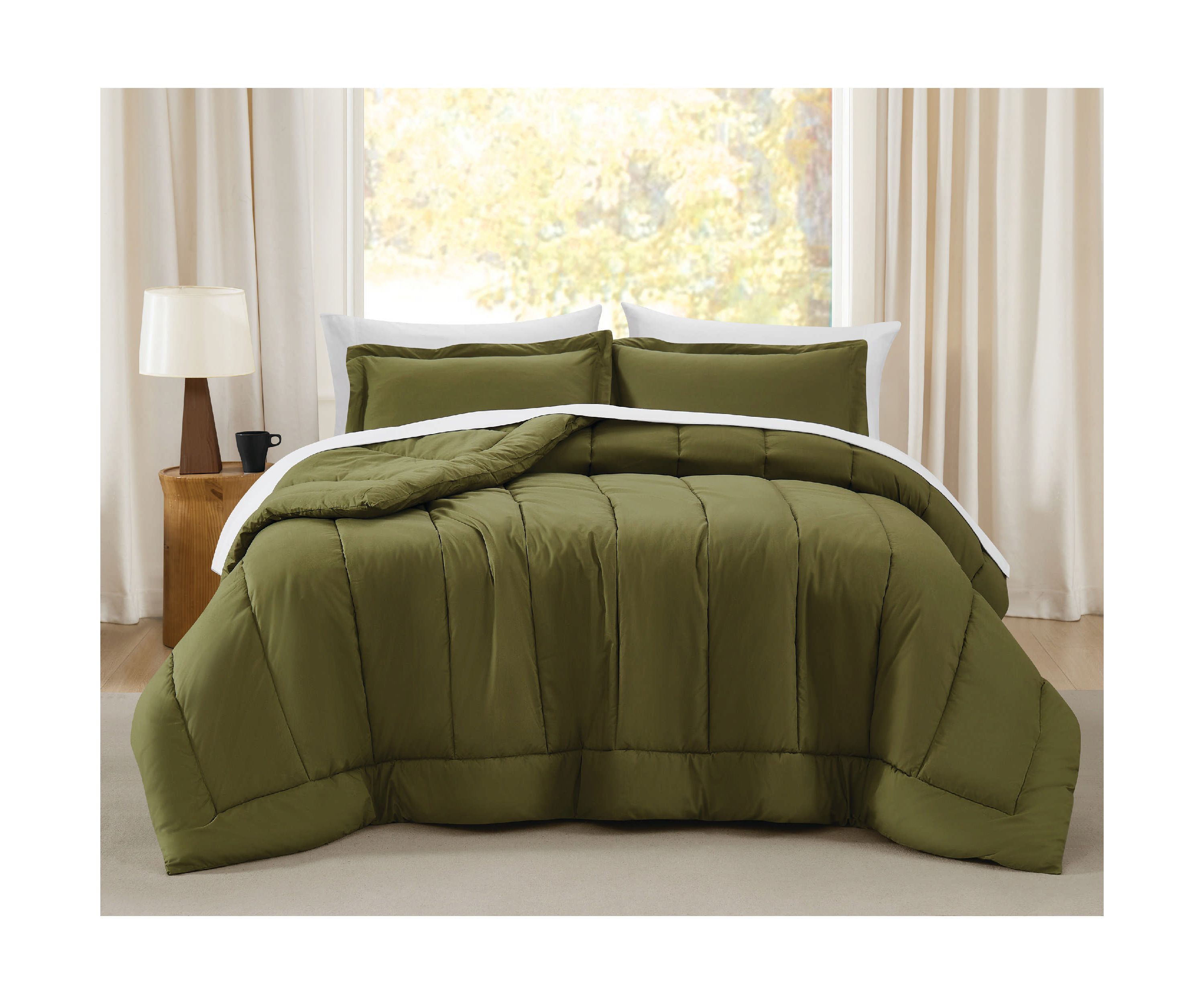 Brooklyn Loom Oversized Cotton Percale Grey King 3 Piece Comforter Set