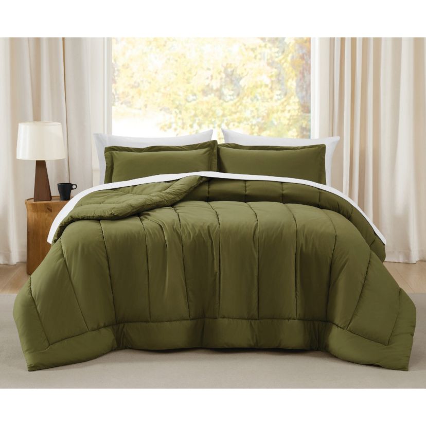 Brooklyn Loom Oversized Cotton Percale Grey King 3 Piece Comforter Set