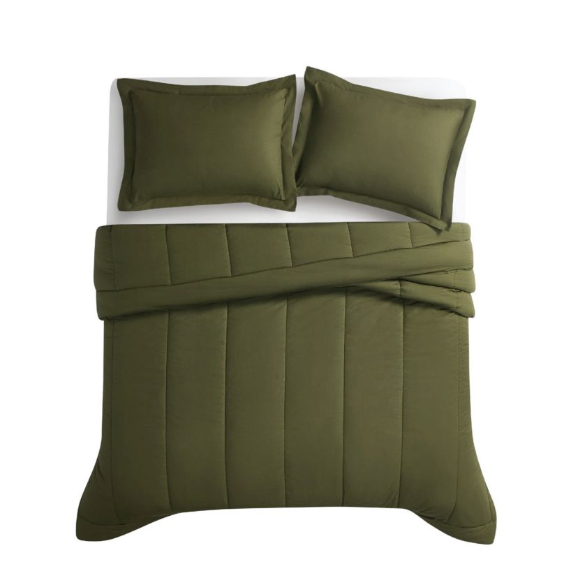 Brooklyn Loom Oversized Cotton Percale Grey King 3 Piece Comforter Set