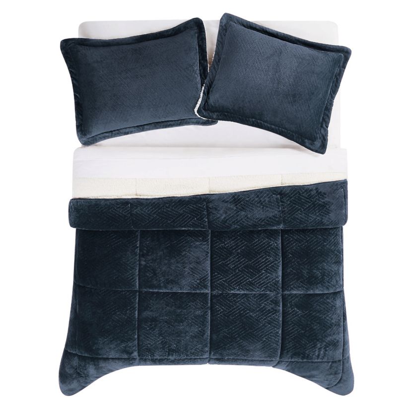 Cannon Carved Faux Fur Red Full/Queen 3 Piece Comforter Set