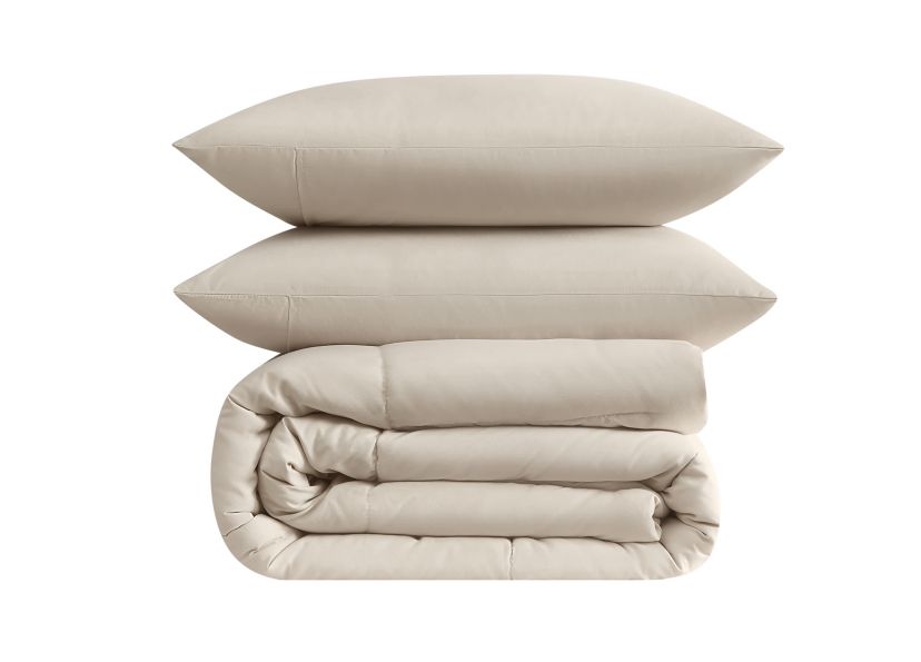 Truly Soft Green Solid White King 3 Piece Comforter Set