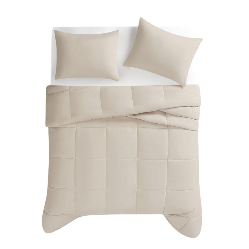 Truly Soft Green Solid White King 3 Piece Comforter Set