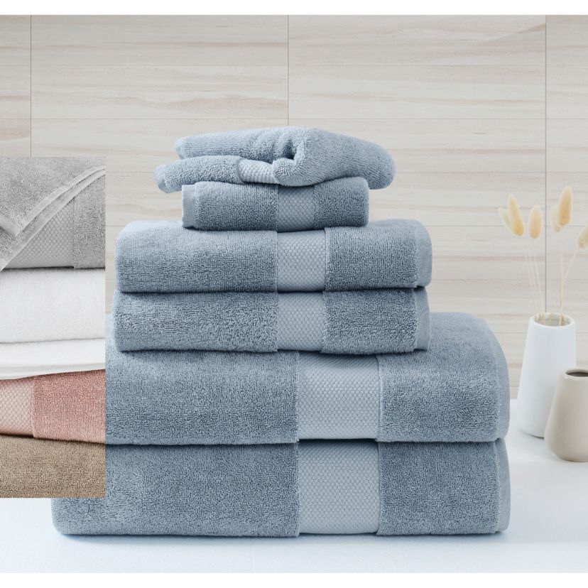 Borghese Roma Oversized Luxe Turkish Cotton 6 Piece Towel Set in Blue