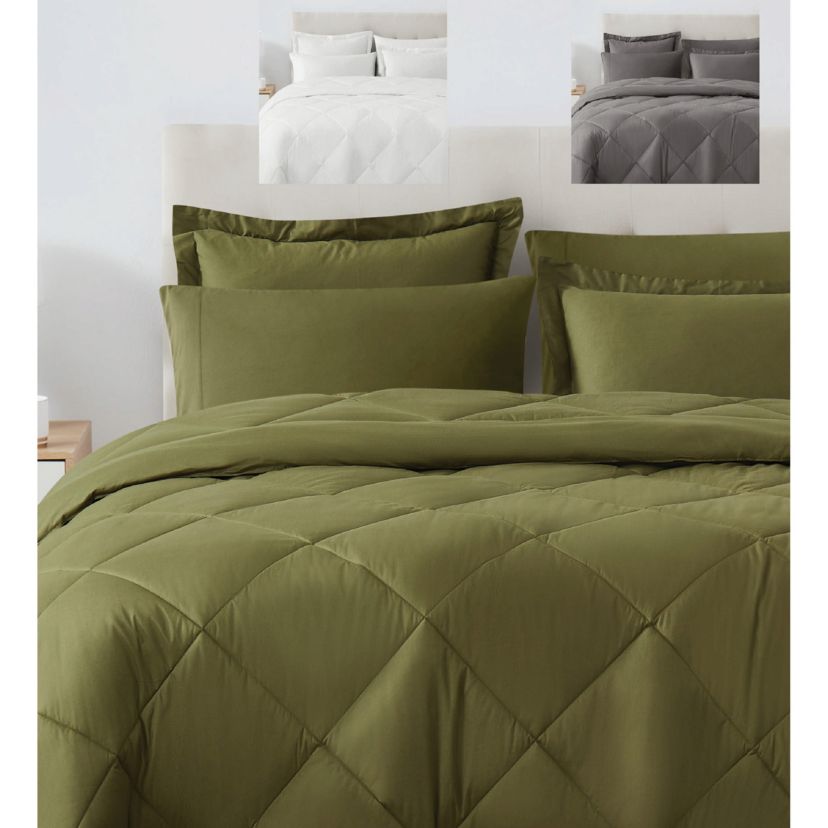 Cannon Solid Oversized Percale White Full/Queen 3 Piece Comforter Set