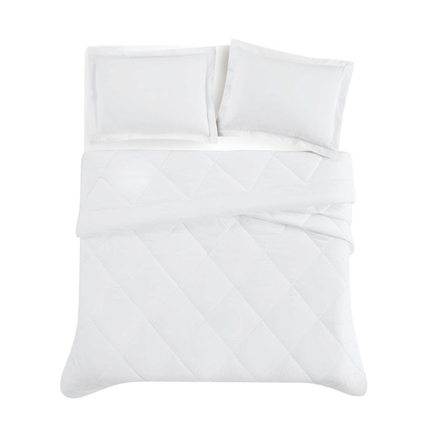 Cannon Solid Oversized Percale White Full/Queen 3 Piece Comforter Set