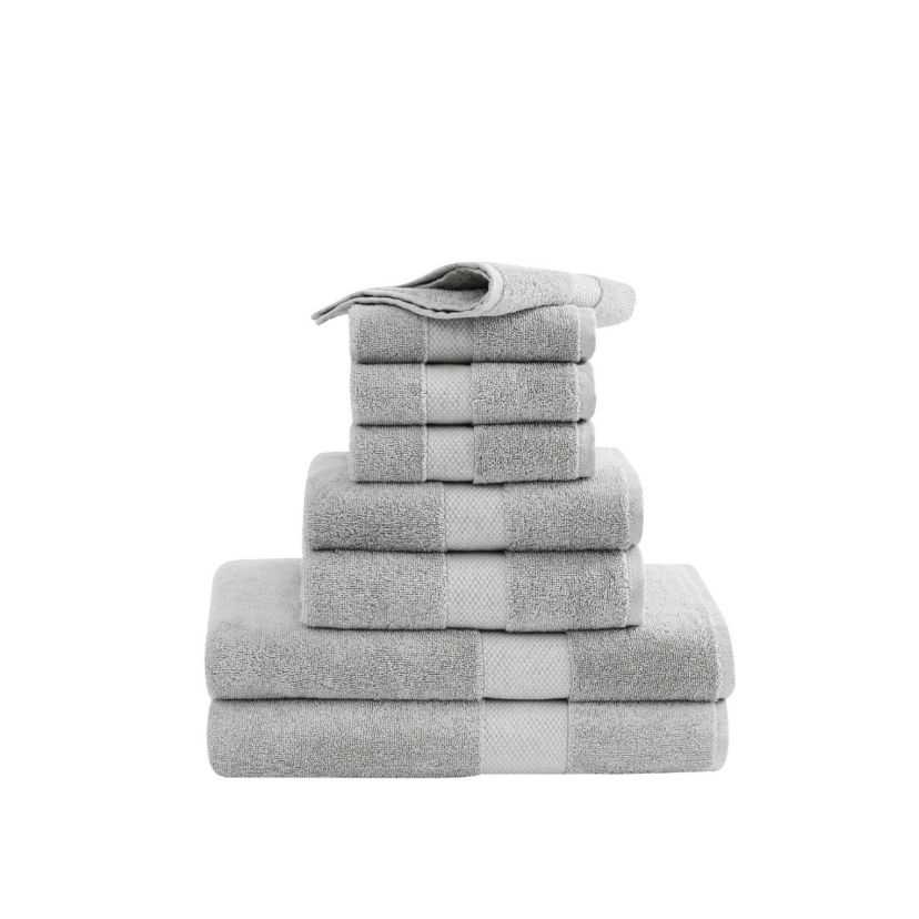 Christian Siriano NY Plush Turkish Cotton 8 Piece Towel Set in Khaki