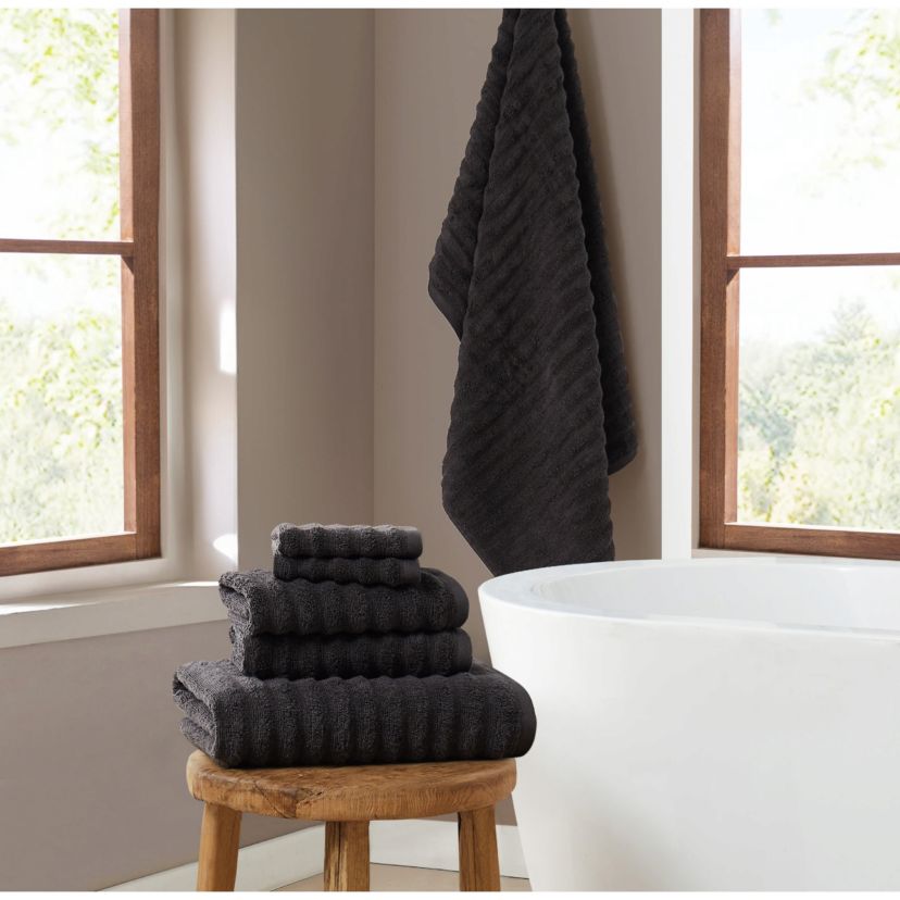 Brooklyn Loom Textured Zero Twist Black 6 Piece Towel Set