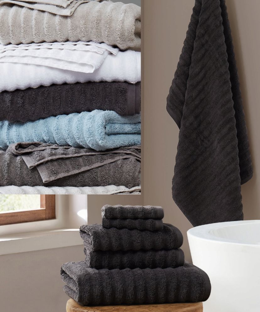 Brooklyn Loom Textured Zero Twist Black 6 Piece Towel Set