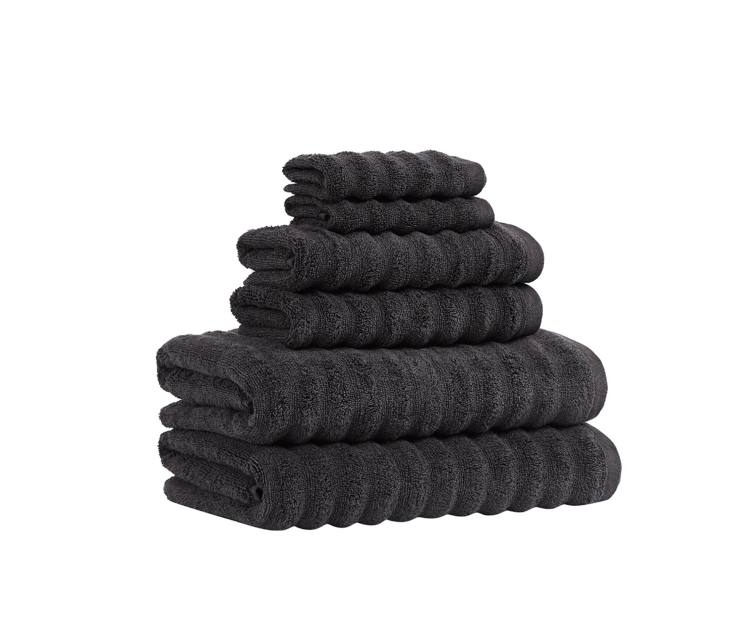 Brooklyn Loom Textured Zero Twist Black 6 Piece Towel Set
