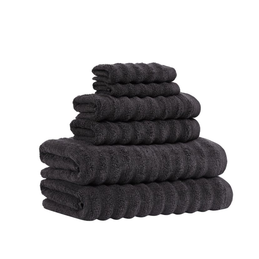 Brooklyn Loom Textured Zero Twist Black 6 Piece Towel Set