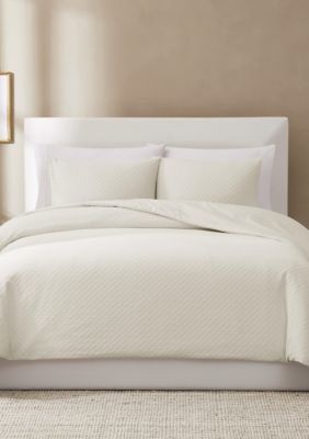 Brooklyn Loom Woven Texture Cream King 3 Piece Comforter Set