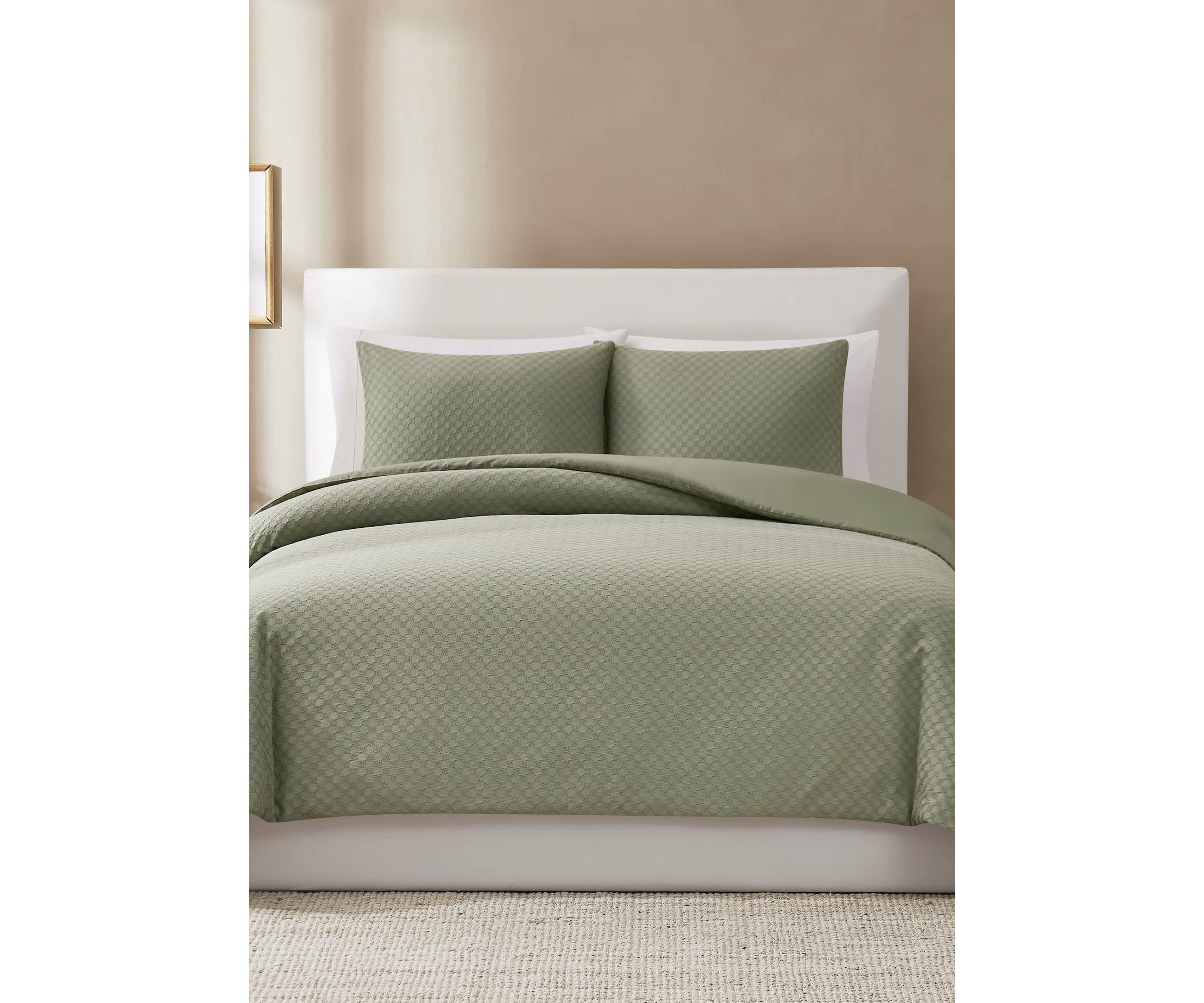 Brooklyn Loom Woven Texture Green Full/Queen 3 Piece Comforter Set