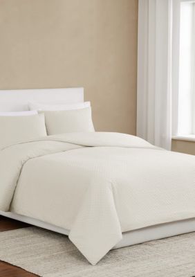 Brooklyn Loom Woven Texture Cream King 3 Piece Comforter Set