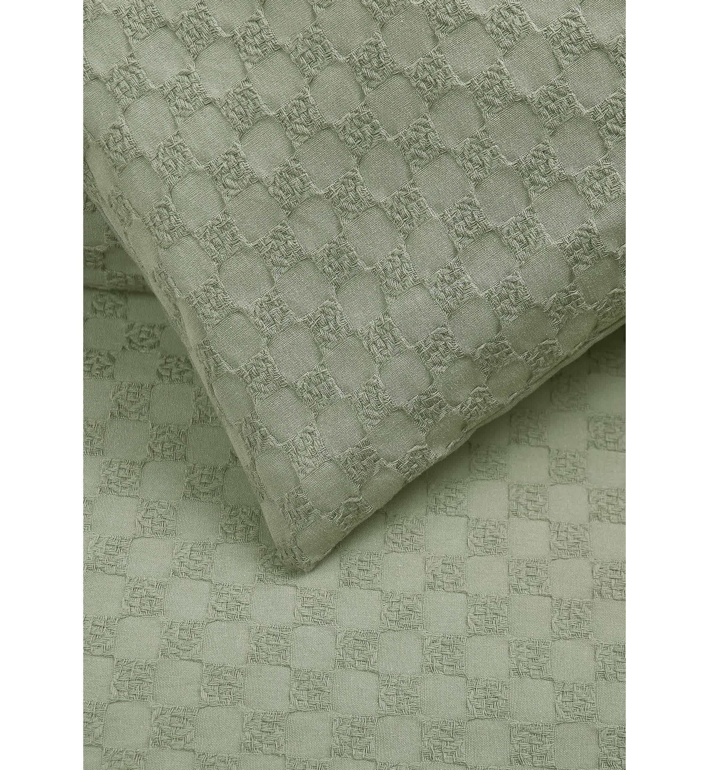 Brooklyn Loom Woven Texture Green Full/Queen 3 Piece Comforter Set