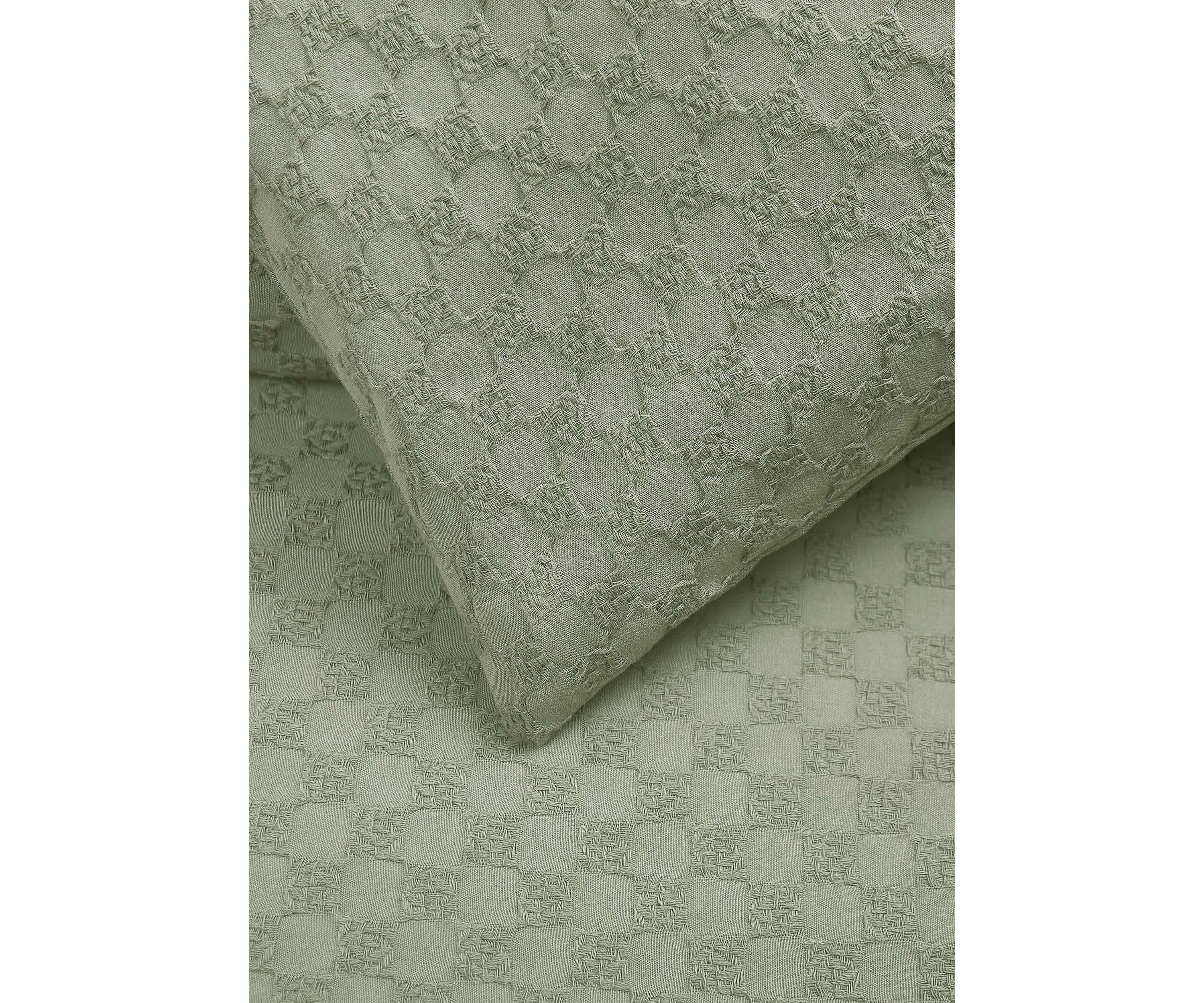 Brooklyn Loom Woven Texture Green Full/Queen 3 Piece Comforter Set