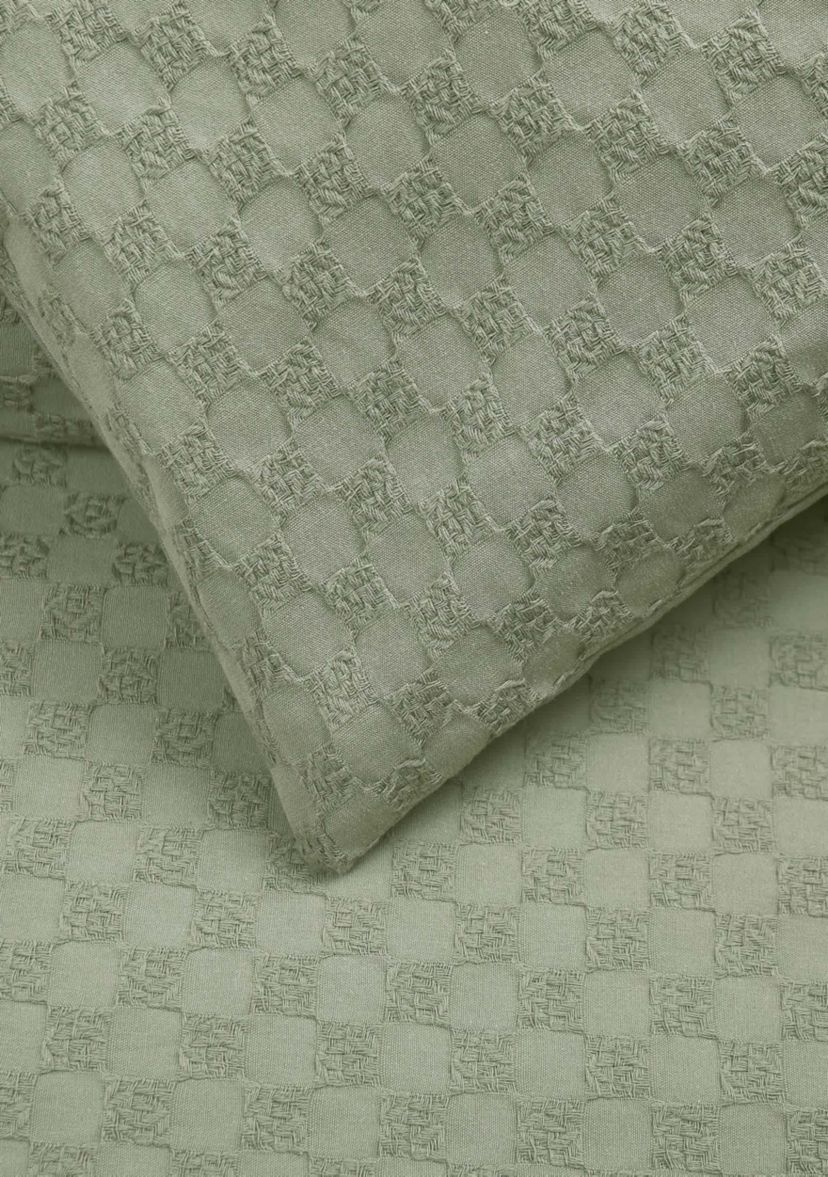 Brooklyn Loom Woven Texture Green Full/Queen 3 Piece Comforter Set