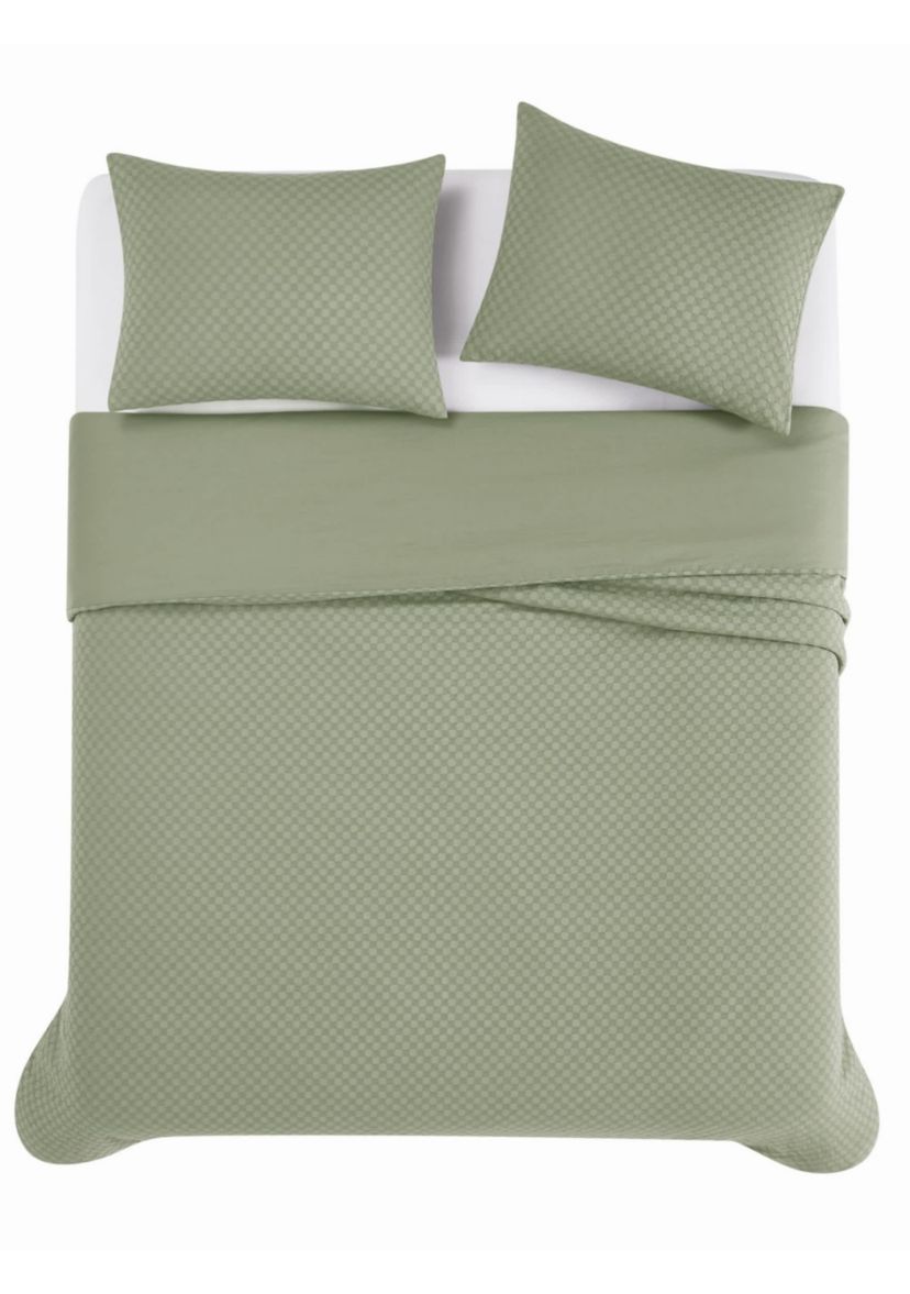 Brooklyn Loom Woven Texture Green Full/Queen 3 Piece Comforter Set