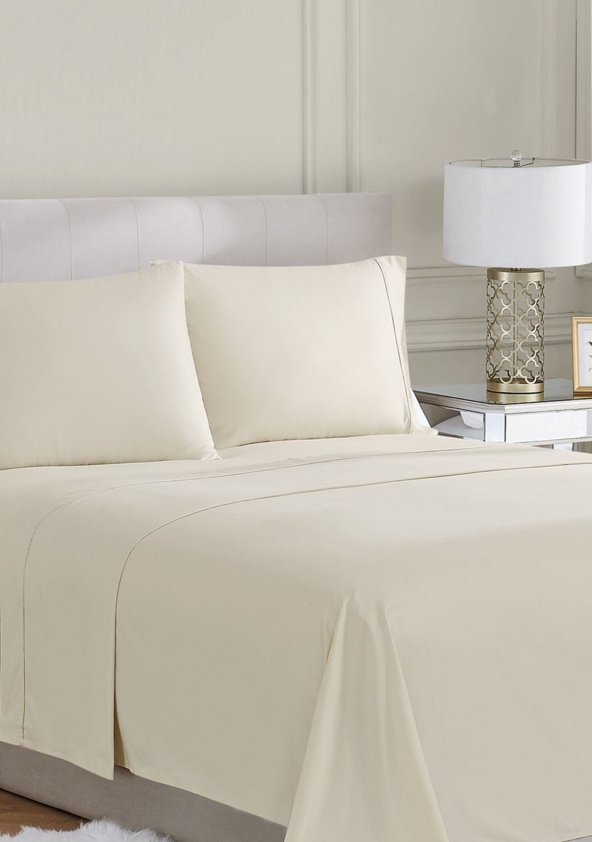 Borghese Roma 400TC Percale Cotton White King 4 Piece Sheet Set