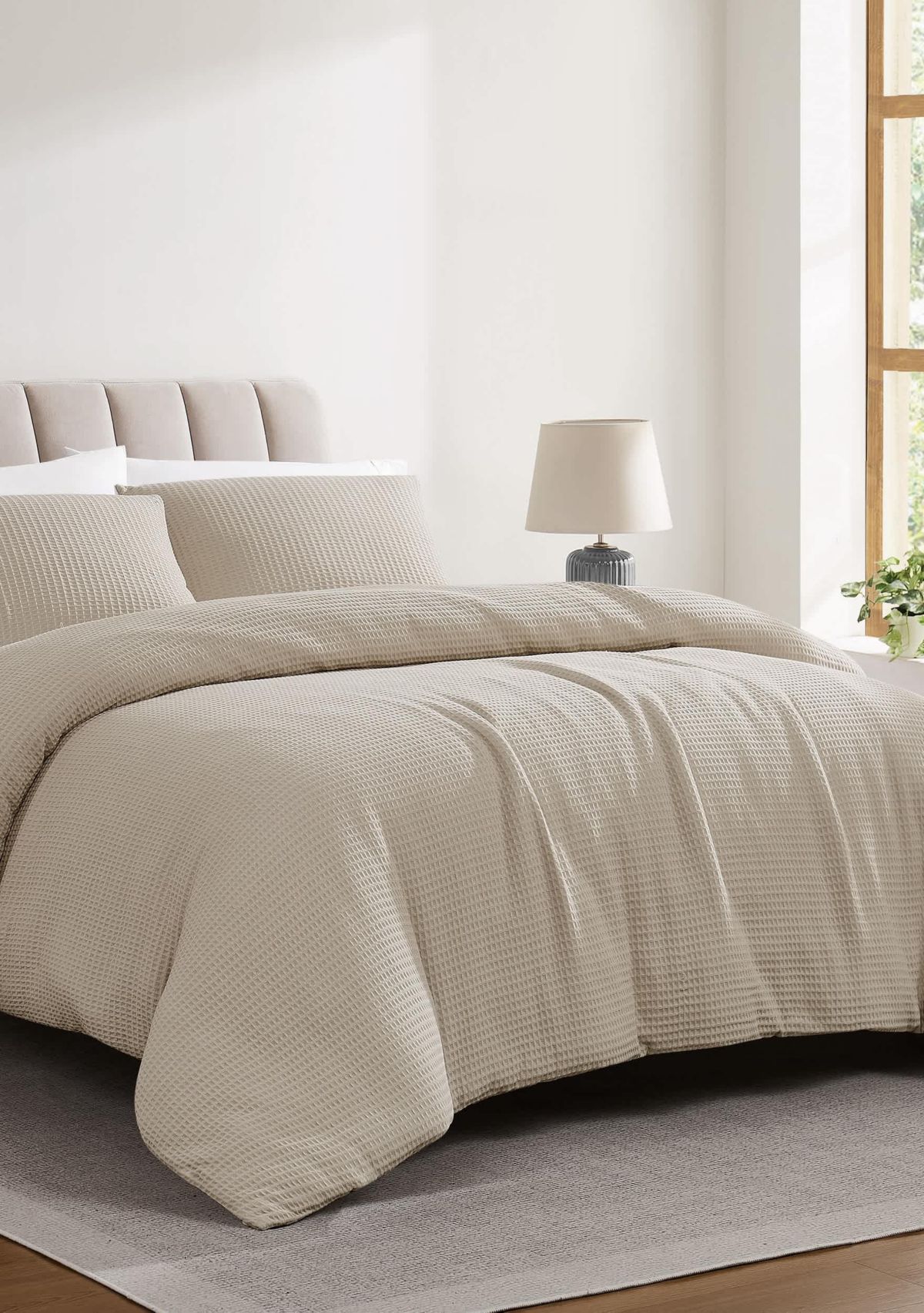 Cannon Heritage Cotton Waffle Khaki 3 Piece Full/Queen Comforter Set