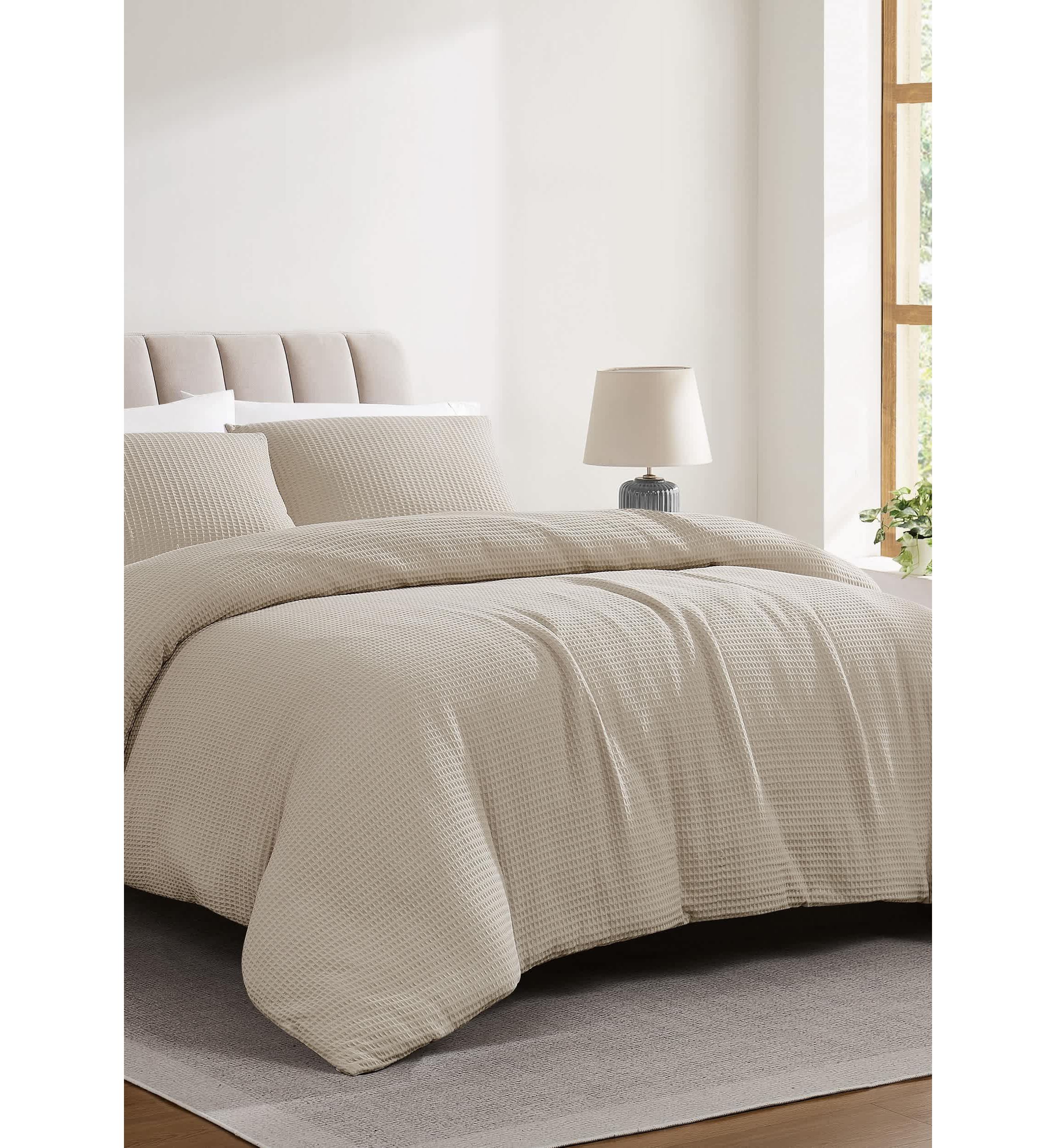 Cannon Heritage Cotton Waffle Khaki 3 Piece Full/Queen Comforter Set