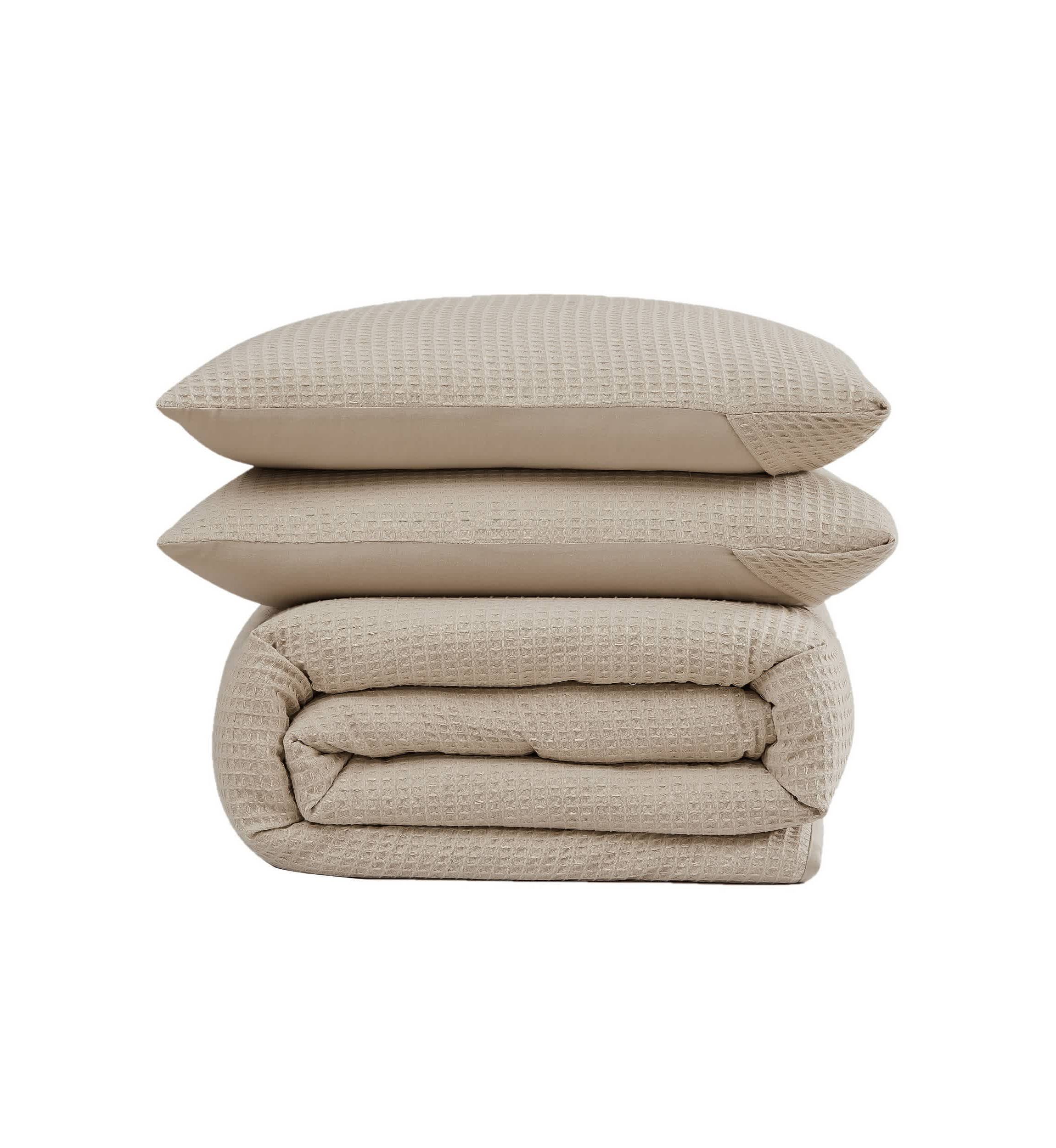 Cannon Heritage Cotton Waffle Khaki 3 Piece Full/Queen Comforter Set