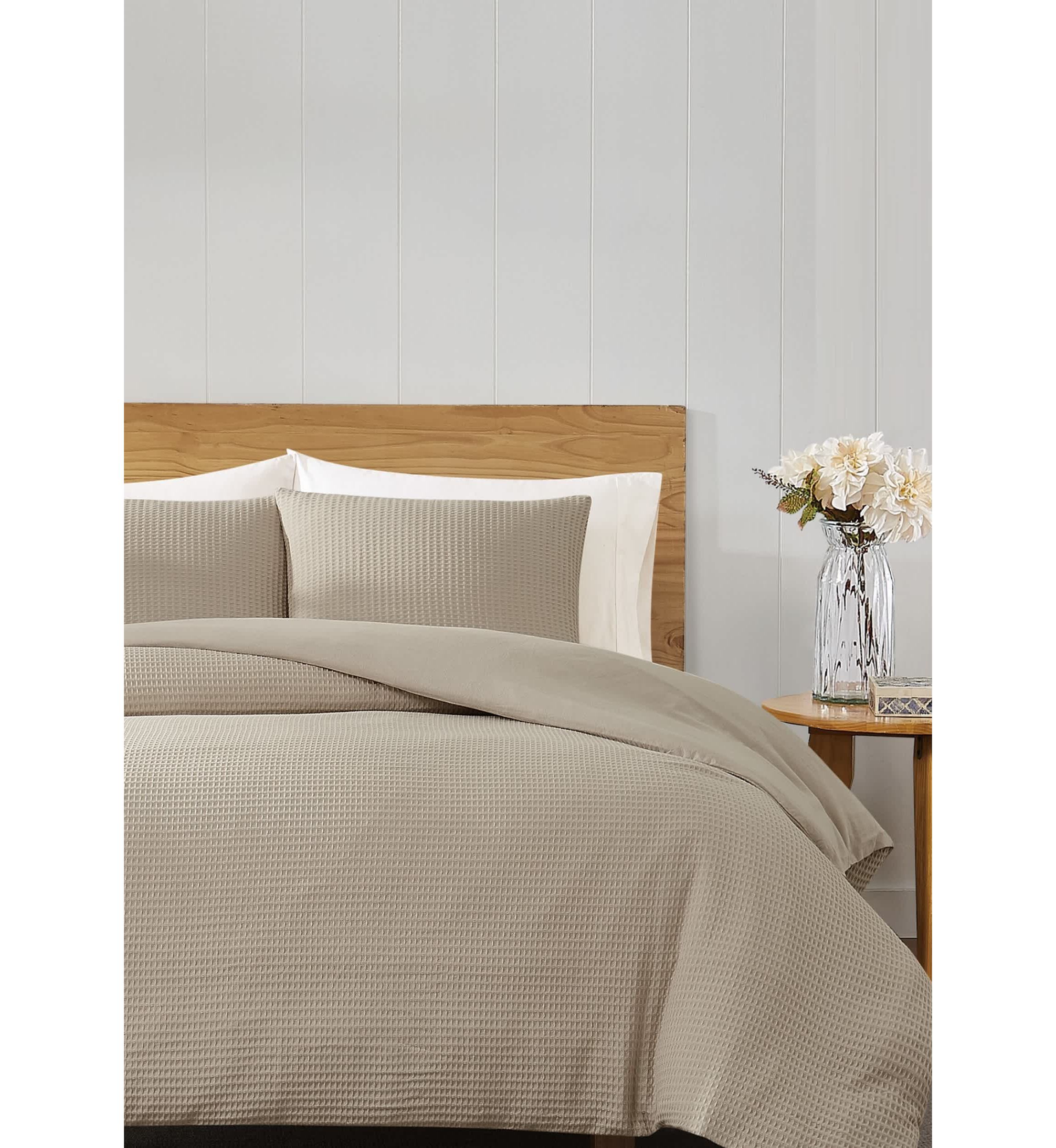 Cannon Heritage Cotton Waffle Khaki 3 Piece Full/Queen Comforter Set