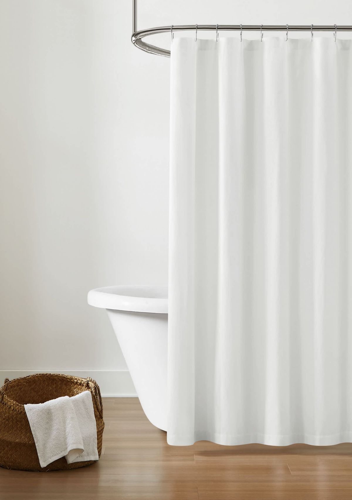 Brooklyn Loom Solid Cotton Percale Olive Green Shower Curtain