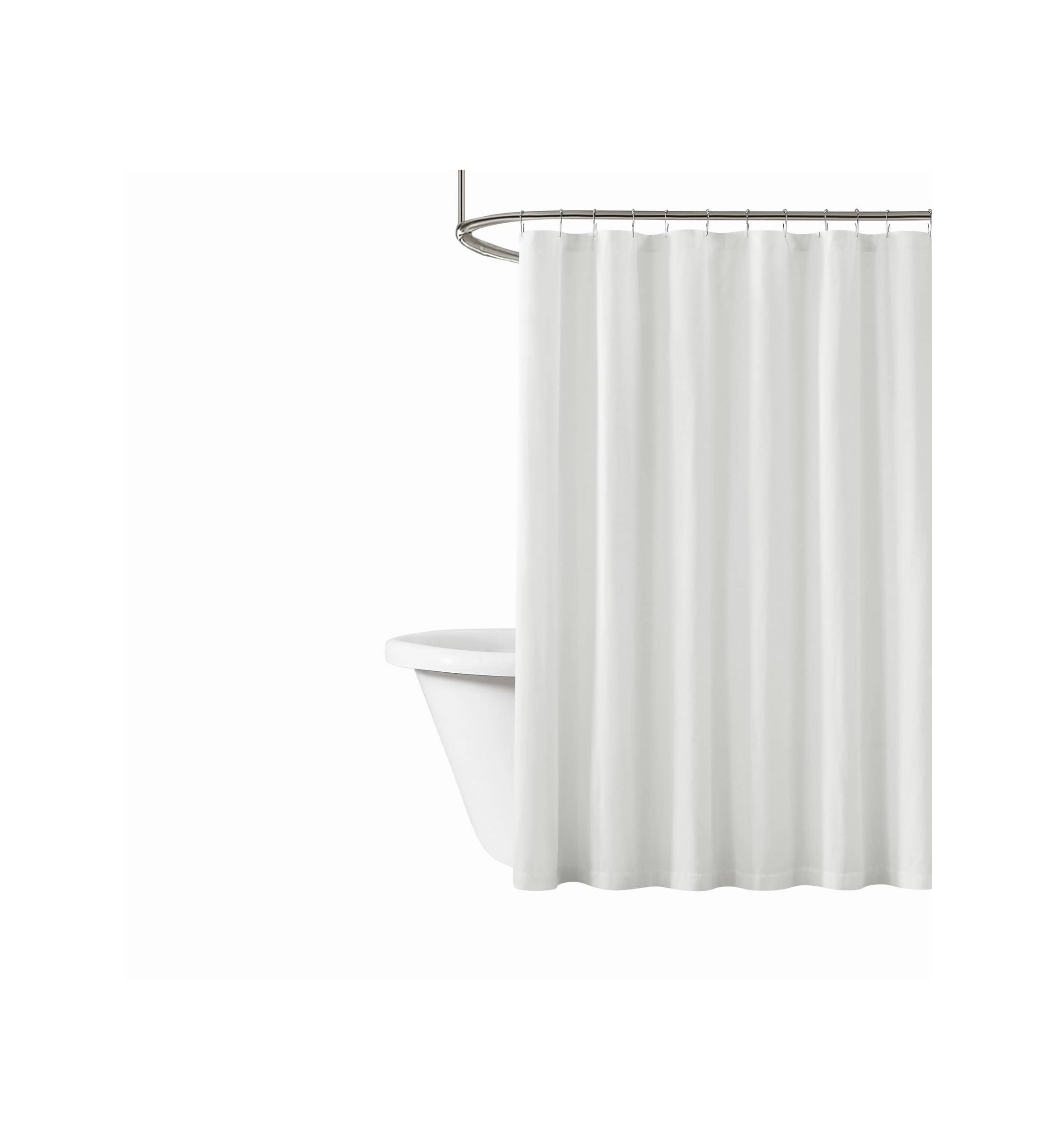 Brooklyn Loom Solid Cotton Percale White Shower Curtain