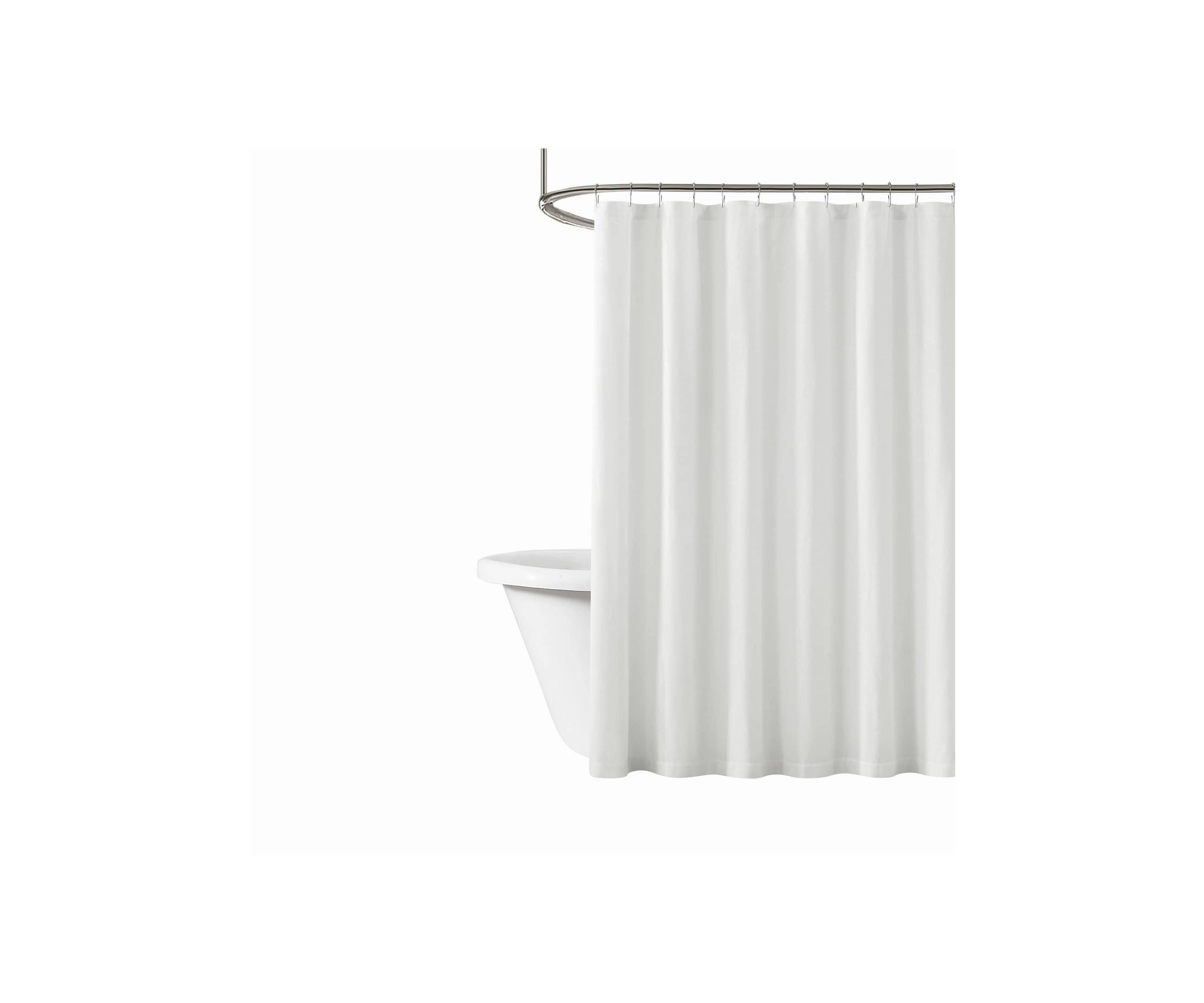 Brooklyn Loom Solid Cotton Percale White Shower Curtain