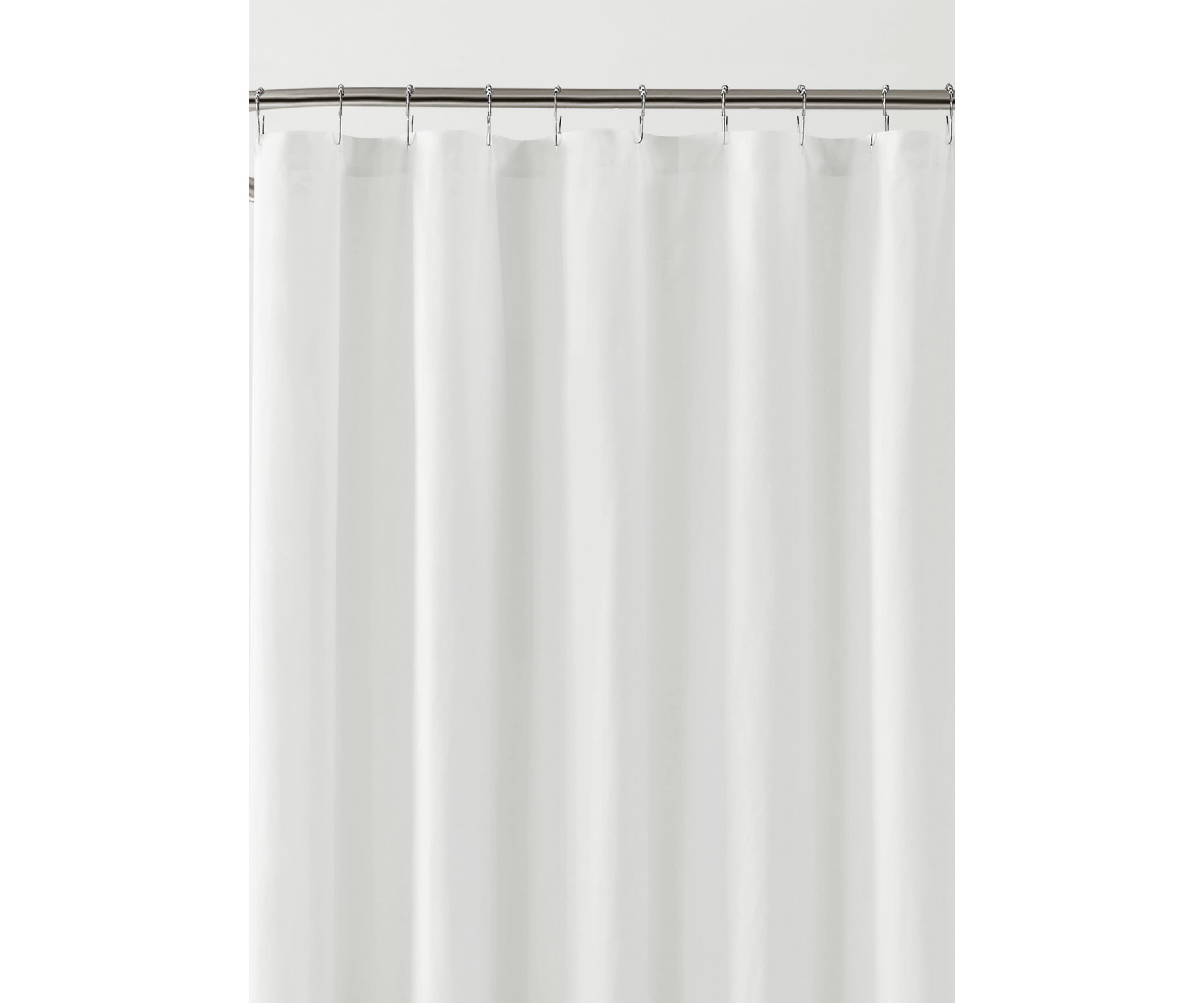 Brooklyn Loom Solid Cotton Percale White Shower Curtain