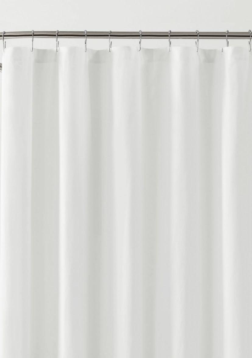 Brooklyn Loom Solid Cotton Percale White Shower Curtain