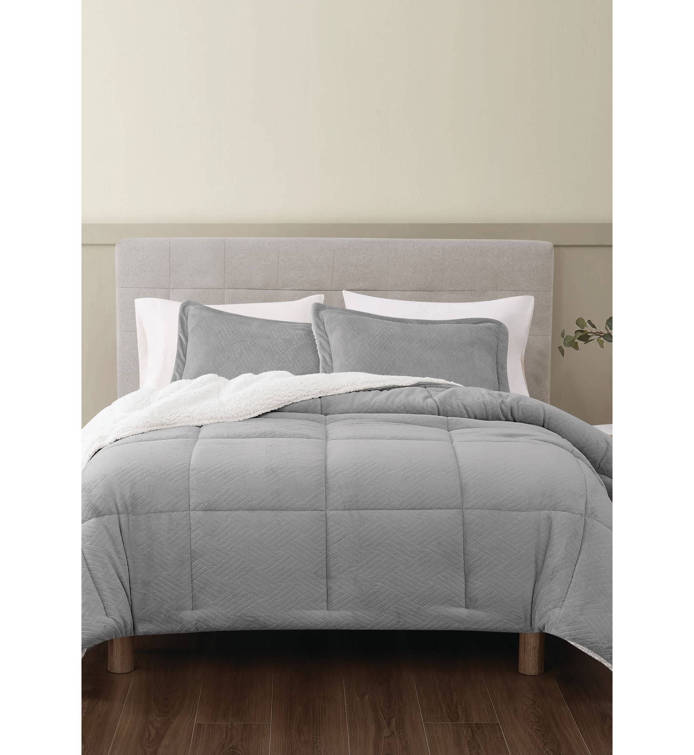 Truly Soft Basket Carved Faux Fur Tan King 3 Piece Comforter Set