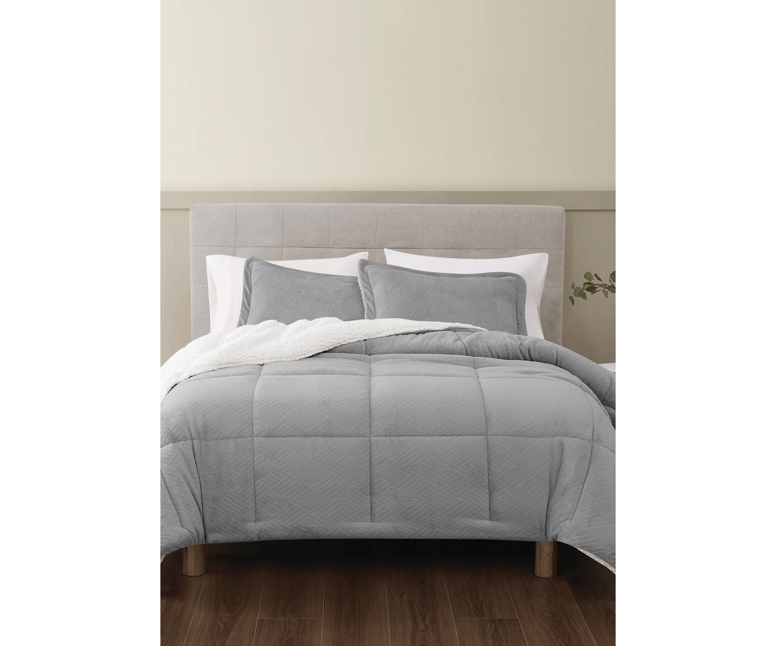 Truly Soft Basket Carved Faux Fur Tan King 3 Piece Comforter Set