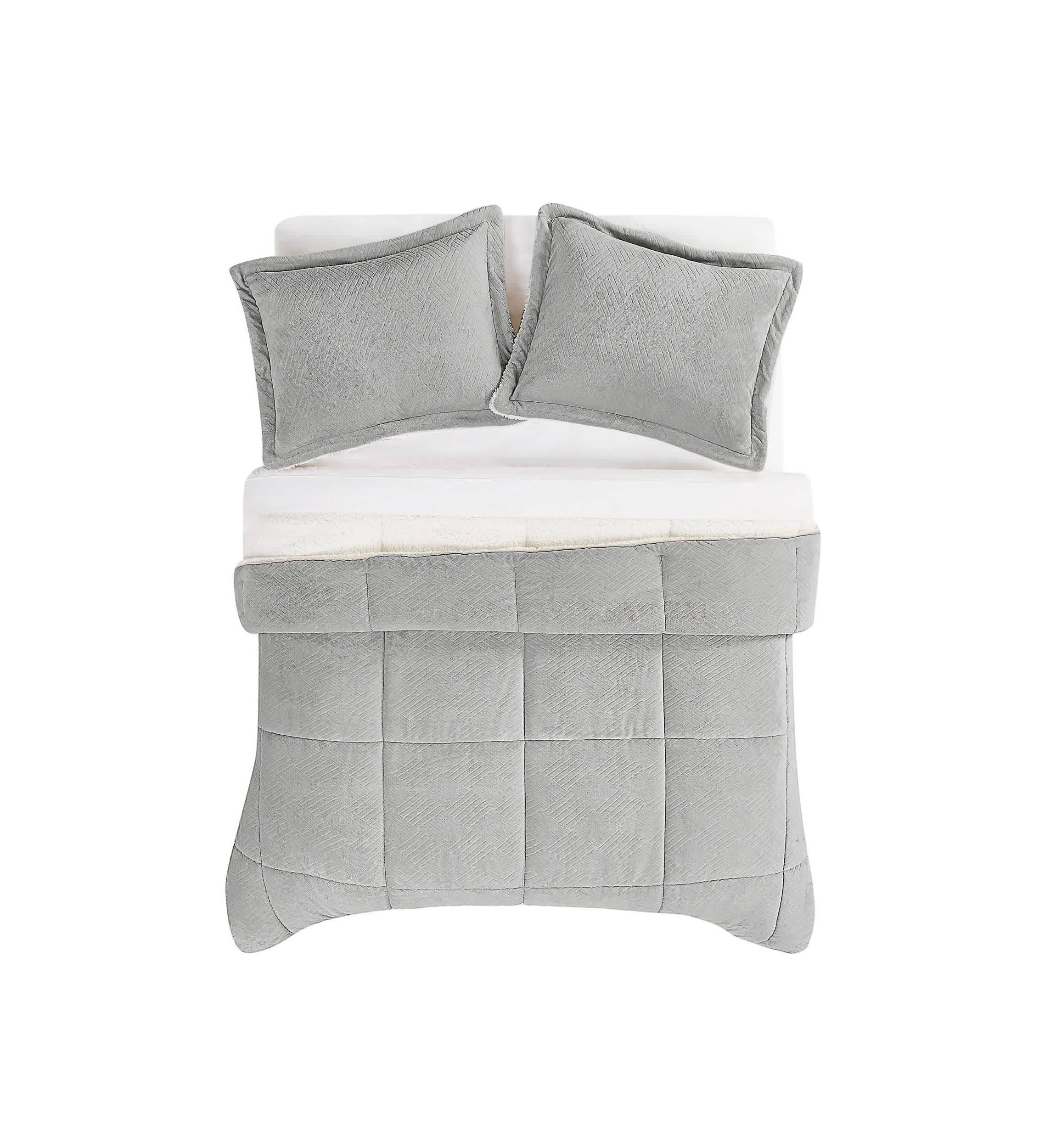 Truly Soft Basket Carved Faux Fur Tan King 3 Piece Comforter Set