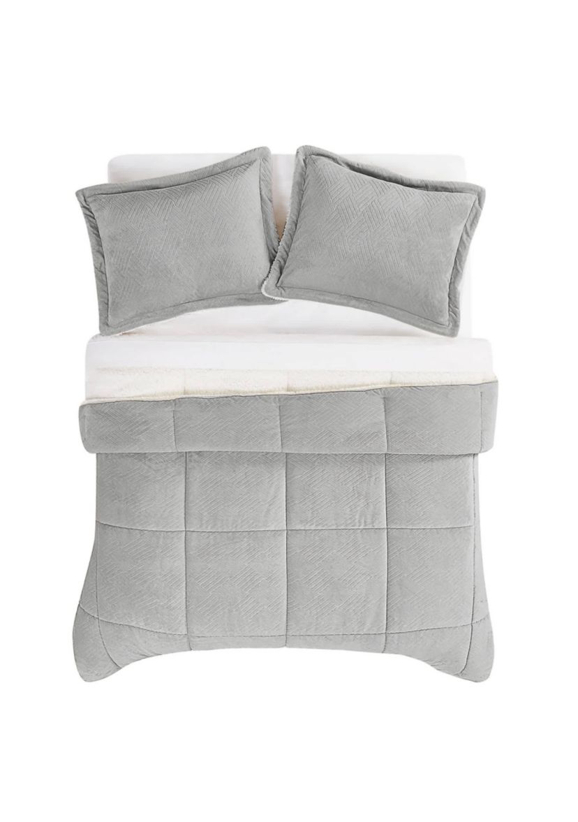 Truly Soft Basket Carved Faux Fur Tan King 3 Piece Comforter Set
