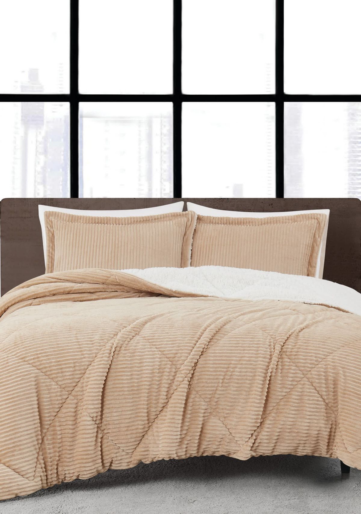 London Fog Corduroy Green Full/Queen 3 Piece Comforter Set