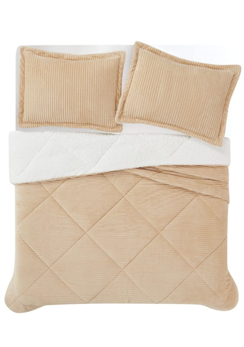 London Fog Corduroy Green Full/Queen 3 Piece Comforter Set