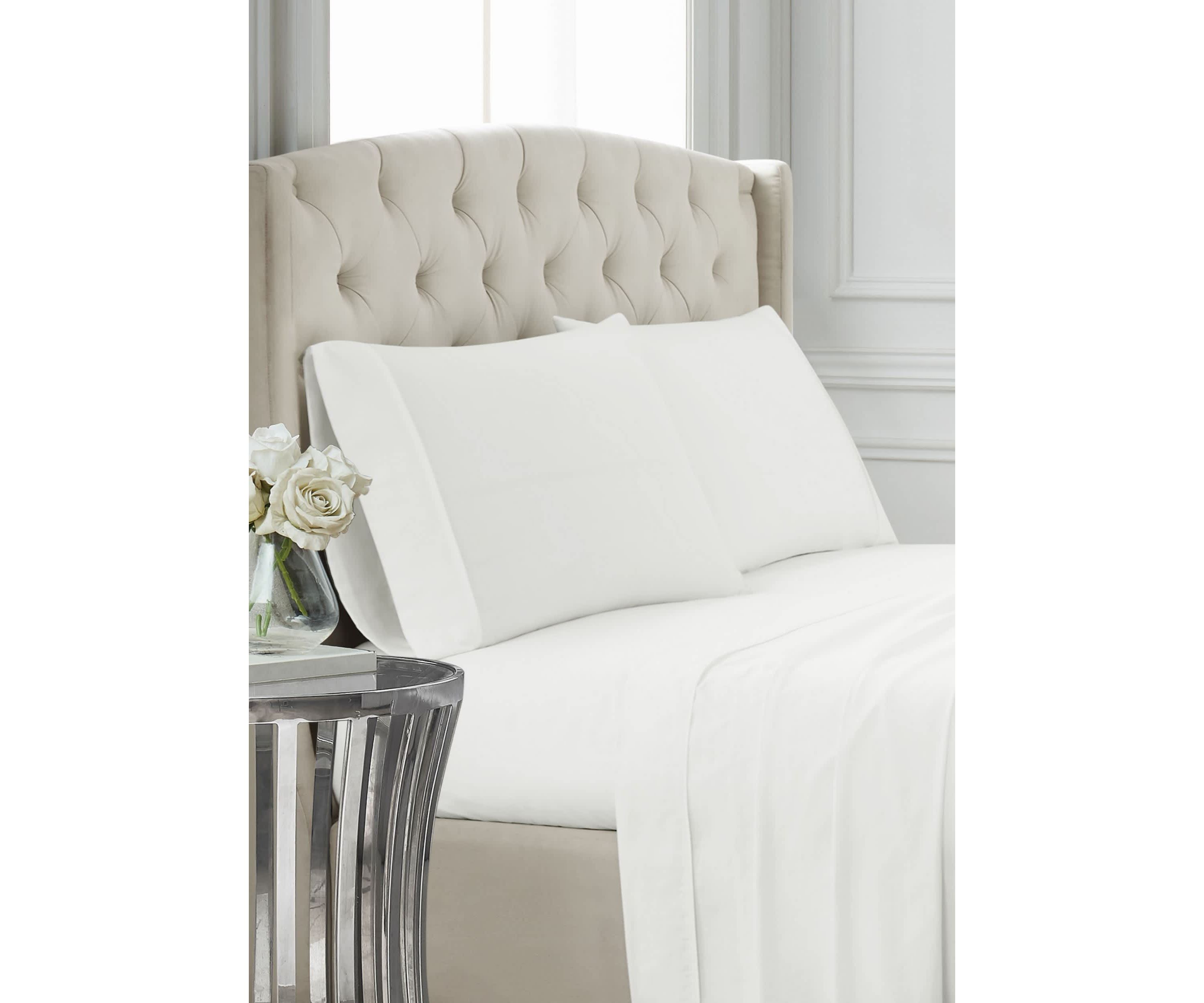 Badgley Mischka Cotton Sateen Grey King Pillowcase Pair
